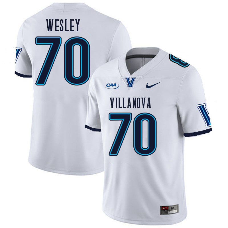 Men #70 Dhamir Wesley Villanova Wildcats College Football Jerseys Stitched Sale-White